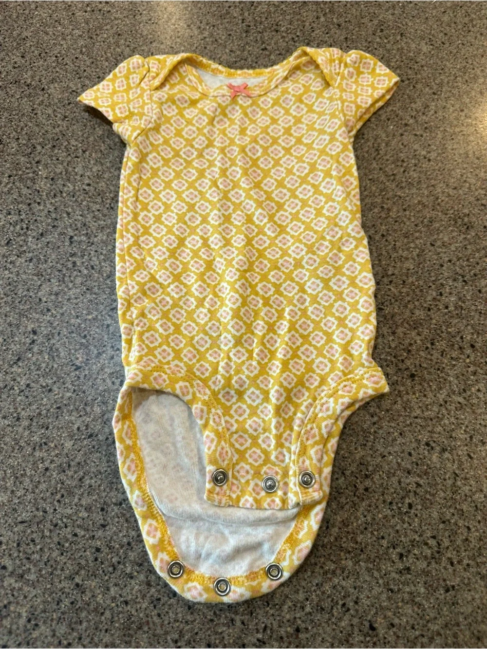 Carter's Yellow and Pink Patterned Infant Onesie